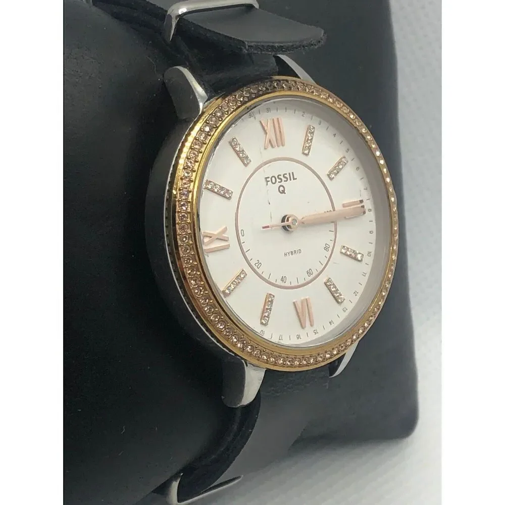 Fossil Q FTW5011 Women's Black Leather Analog White Dial Hybrid Smartwatch HK156